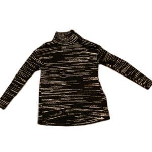 T by Talbots Petite Wool Blend Sweater Black Marled Mock Neck Asymmetrical Zip